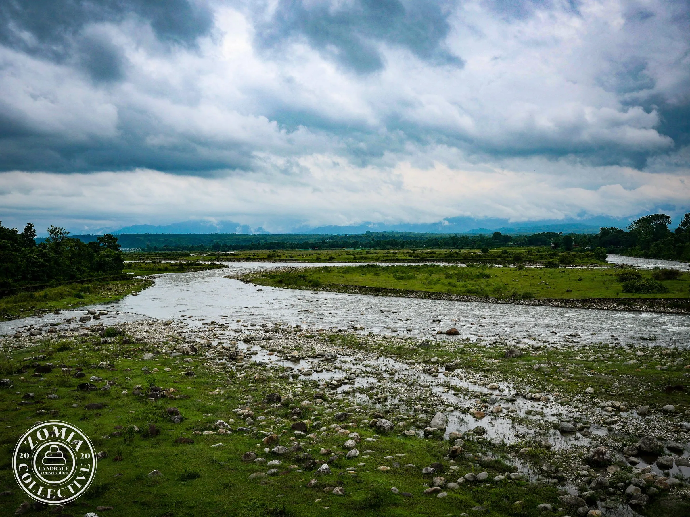 Jaldhaka River with Bhutan in the background