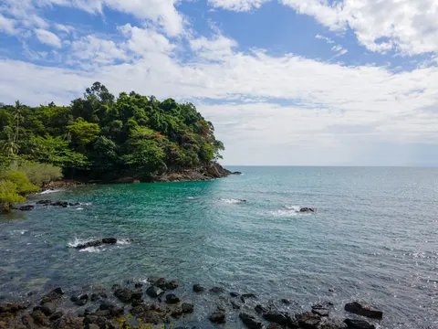 Small cove and forested headland on the Koh Chang coast.